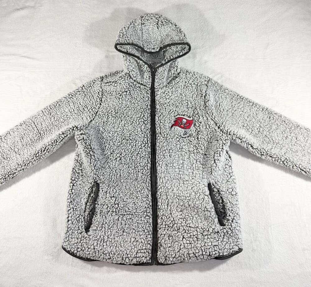 NFL Team Apparel Tampa Bay Buccaneers Sherpa Fleece Full Zip Hoodie Jacket, L